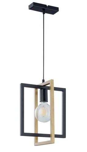 Sigma Prostokątna LAMPA wisząca EDEN 32230 salonowa OPRAWA zwis metalowe ramki czarne złote 32230