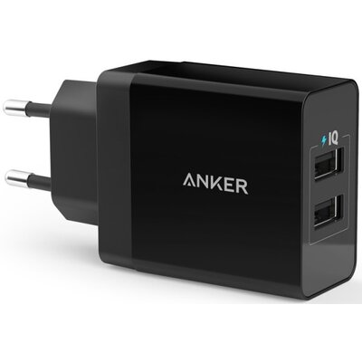Samsung Anker 24W ładowarka USB z 2 portami, technologia PowerIQ, odpowiednia dla m.in. następujących modeli: iPhone, iPad, Galaxy, Nexus, HTC, Motorola i LG, czarna AK-848061019612