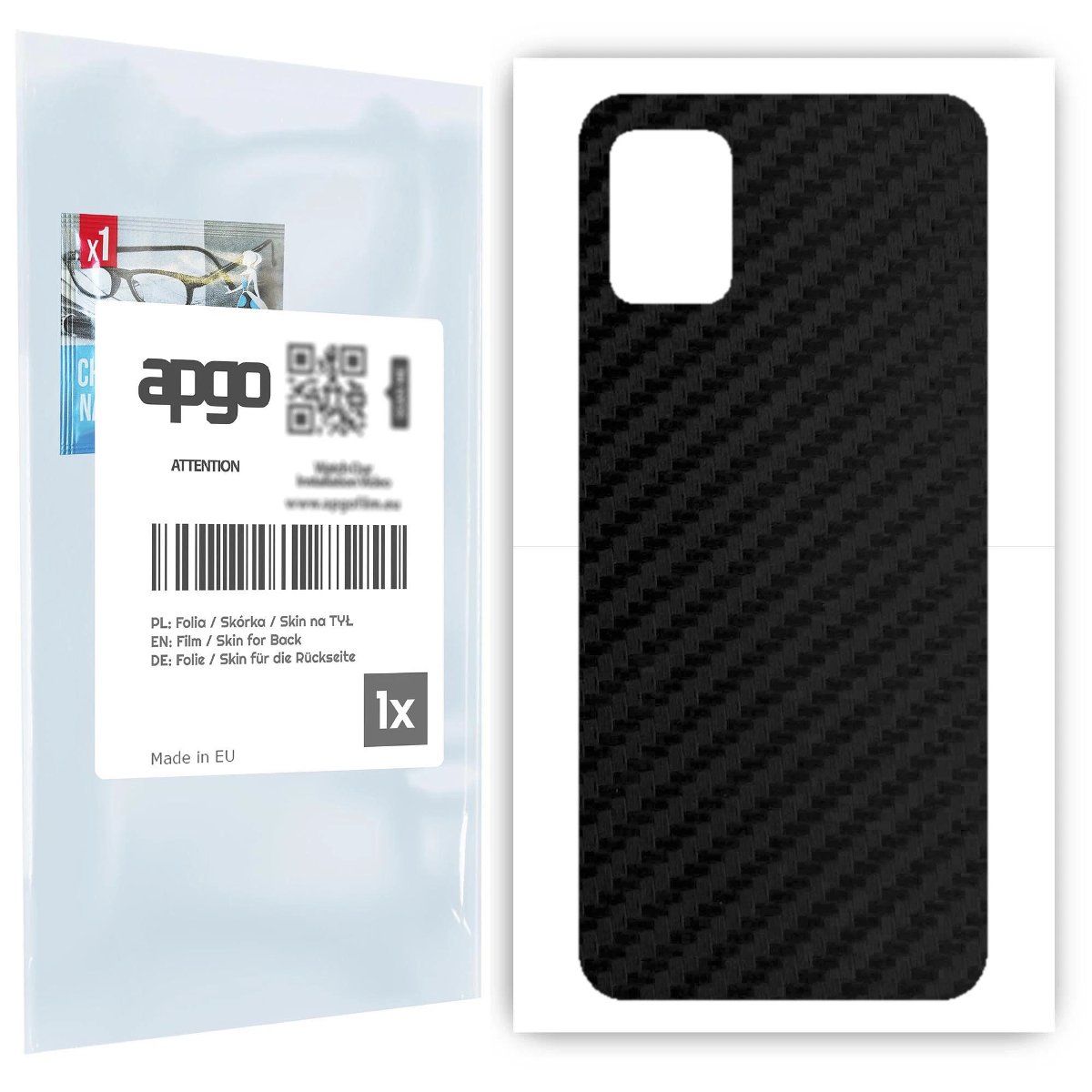 Folia naklejka skórka strukturalna na TYŁ do Samsung Galaxy A31 -  Carbon Czarny - apgo SKINS