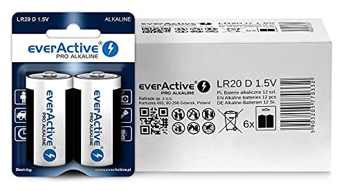 12 x baterie alkaliczne everActive Pro LR20 / D (kartonik)