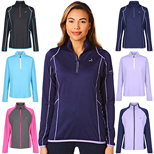 Under Par Under Par Damska bluza z zamkiem błyskawicznym z połową warstwą top kurtka golfowa Navy/Lavander 14 UPLMID1746_NALAV_14