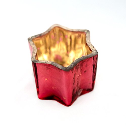 Insideretail insider etail 700457  24red Mercury Glass gwiazda świeczniki na świeczki typu tealight z folią Distressed Czerwony, 7 x 7 cm x 4,5 cm, zestaw od 24 700457-24RED