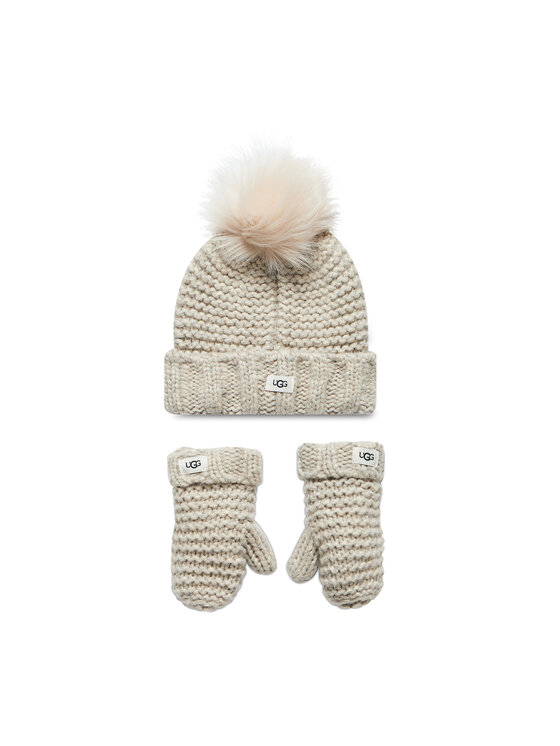 UGG Zestaw Czapka i Rękawiczki K Infant Knit Set 20124 Szary