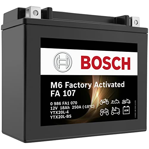 Bosch 0986FA1070 akumulator motocyklowy 18 Ah 250 A technologia żelowa, akumulator rozruchowy w jakości oryginalnego wyposażenia, odporny na cykle przechowywania, nie wymaga konserwacji, czarny