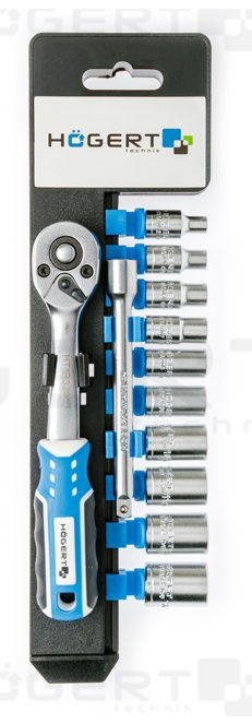 hogert technik Grzechotka 1/4 72 zęby CrMo z zestawem nasadek HT1R334 /11szt./ HT1R334