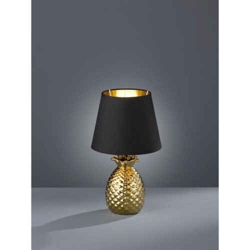 Reality Leuchten Ceramiczna lampa stołowa Pineapple, czarno-złota