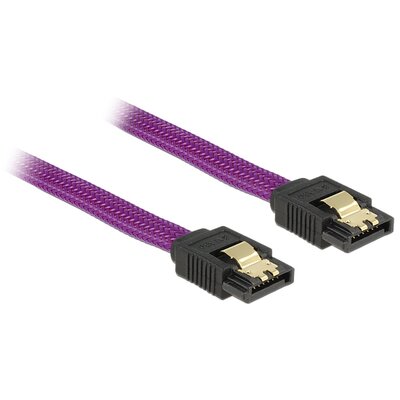 Delock Kabel do dysku 6Gb/s 20cm z pozłacanymi zatrzaskami Premium fioletowy 83689