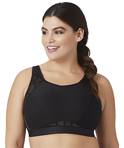 Glamorise Damski biustonosz sportowy bez potu bez fiszbin #1068 sportowy biustonosz Czarny 38DD 1068BLK38DD