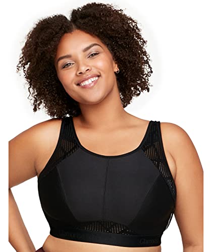 Glamorise Damski biustonosz sportowy bez potu bez fiszbin #1068 sportowy biustonosz Czarny 40E 1068BLK40F