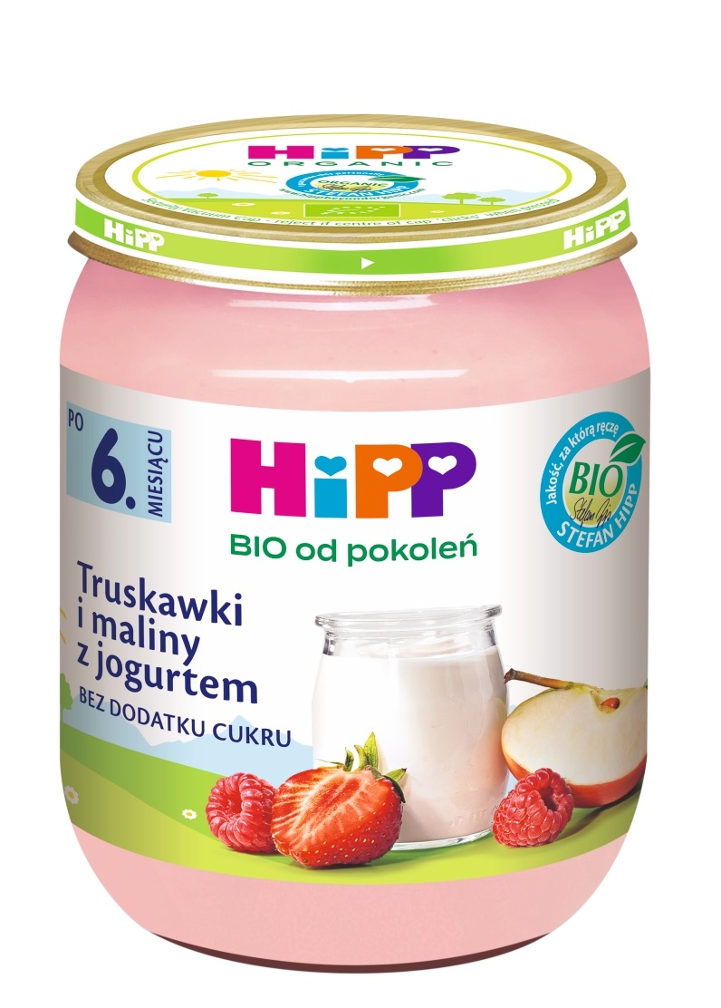 Hipp Deserek BIO - truskawki i maliny z jogurtem - bez glutenu