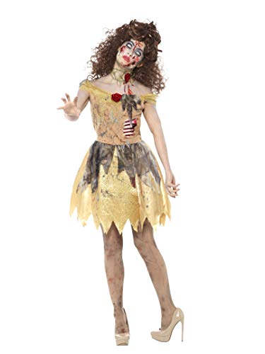 Smiffys Smiffys Zombie damski kostium z lateksowymi żebrami, opaska na włosy i wąskim kołnierzem, rozmiar: 36-38, 46861 46861S