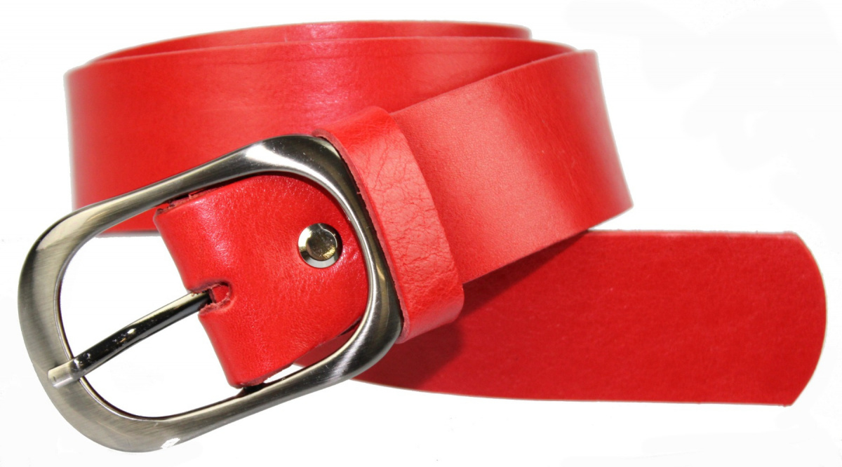 Pasek Damski Skórzany CEZ-MAR (PL) Skóra Naturalna Licowa Gładki 40 mm CZERWONY