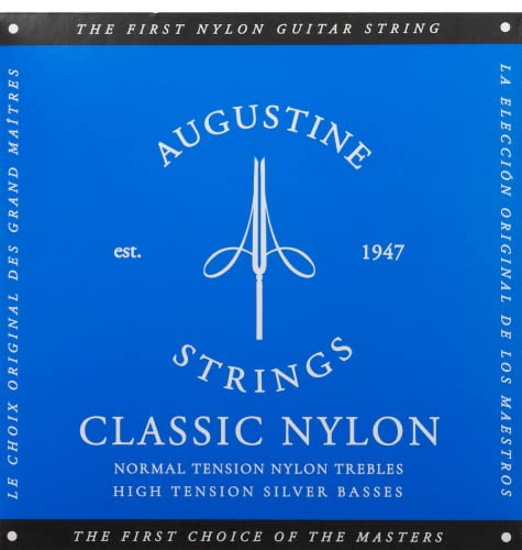Augustine AUGBLUSET Augustine Blue Label Struny do Gitary Klasycznej, Niebieski, Wysokie Napięcie, 1 zestaw