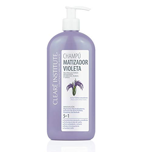 Clear Institute Institute, fioletowy szampon, neutralizuje niechciane, fioletowe, specjalne barwione, blond, szare włosy, 96,6% naturalnych składników. 400 ml.