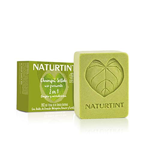 Naturtint Naturtint używany Często 2 w 1 | Solidny szampon + kondycjoner ekologiczny, nawilża i naprawy | Jaśniejsze i silniejsze włosy. 99% naturalnych składników. 75 gr.