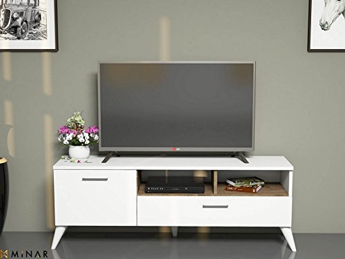 Homemania Homemania Szafka pod telewizor Sun, 120x31,7x48,6 cm, biel i orzech 8681285905918