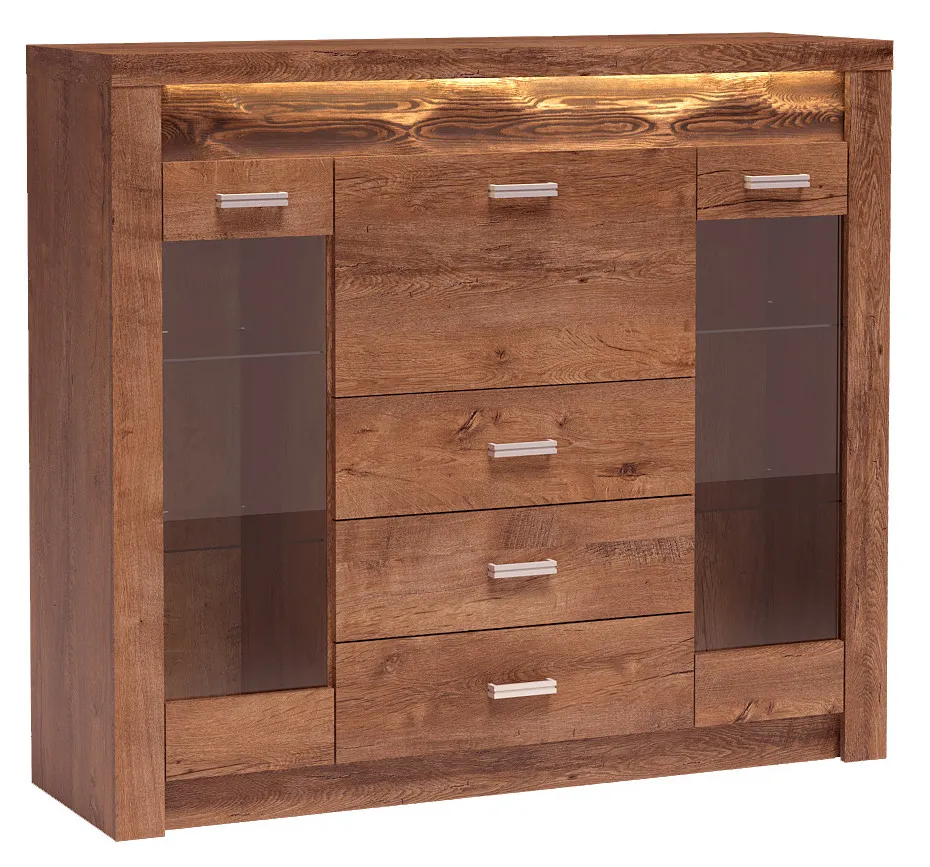 Komoda z barkiem i witryną jesion jasny B1-H12