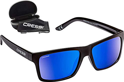 Cressi Unisex-Adult Bahia Floating Sunglasses Sportowe okulary przeciwsłoneczne ,Czarny/Niebieski Obiektyw lustrzany Czerwony ,Jeden rozmiar ,XDB100701 XDB100701