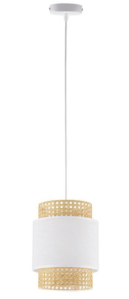 TK Lighting Lampa wisząca rattanowa abażur do salonu BOHO WHITE szer. 20cm biały TK6528