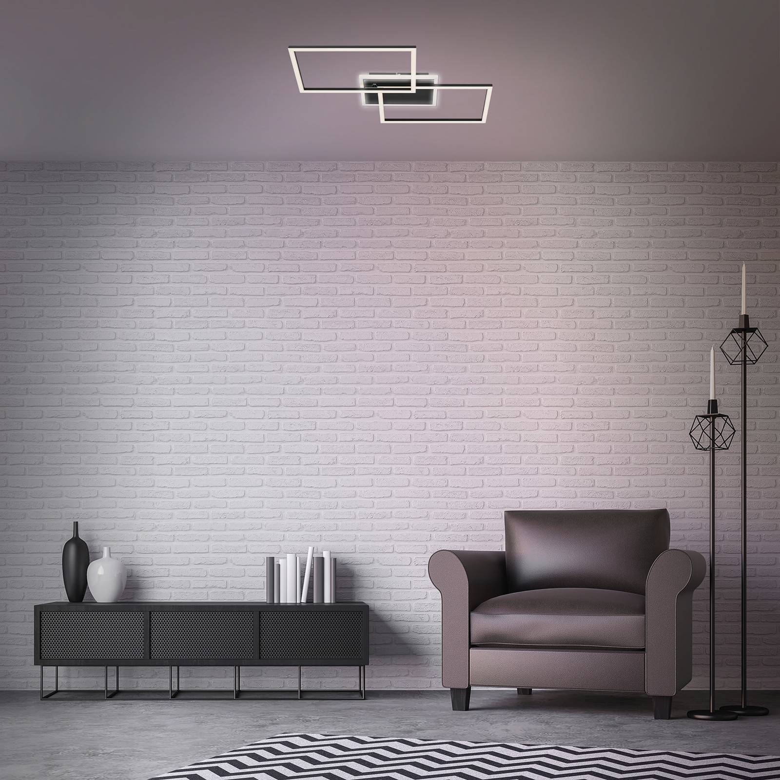 Briloner Lampa sufitowa LED Frame 2-punktowa, CCT, czarna