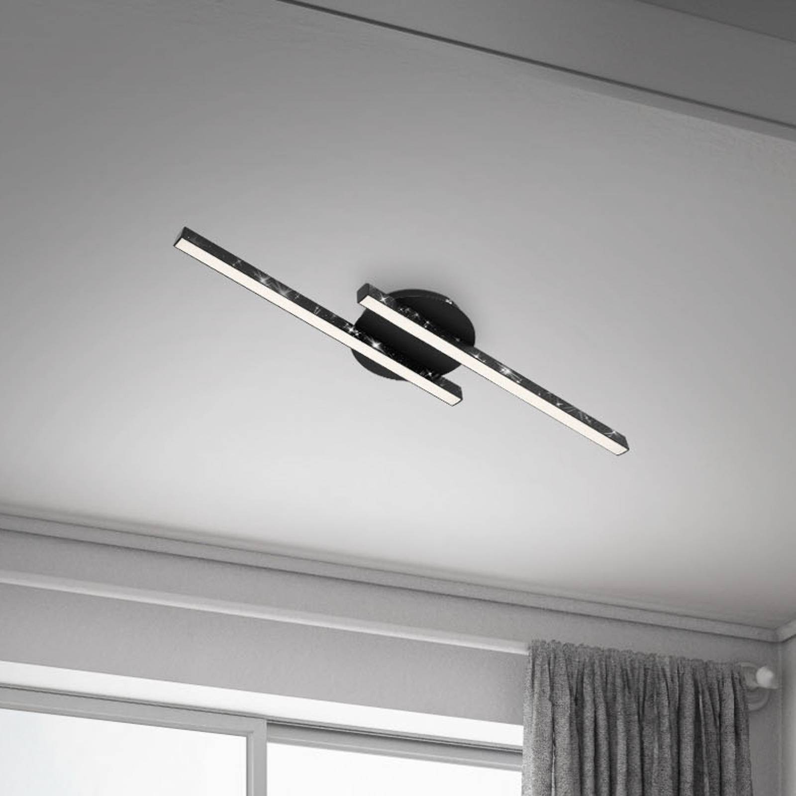 Briloner Lampa sufitowa Rey, migocząca, 2-pkt., czarna