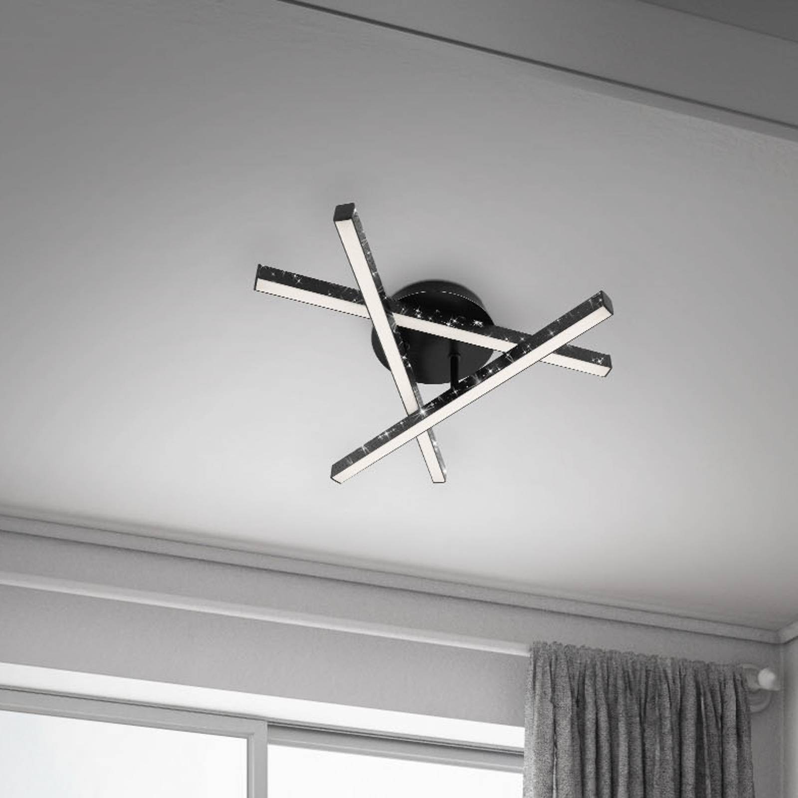 Briloner Lampa sufitowa Rey, migocząca, 3-pkt., czarna