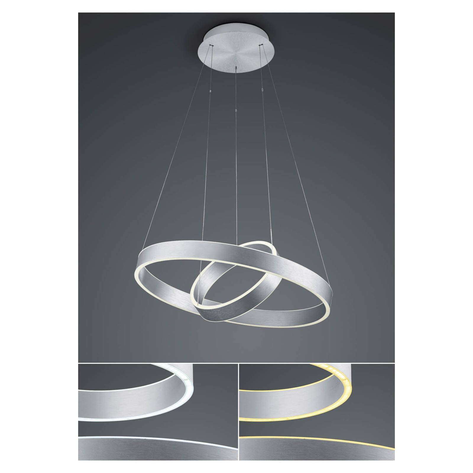B-Leuchten Delta lampa wisząca LED CCT alu
