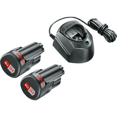 Bosch Zestaw startowy 12 V (+ 2x akumulator 1,5 Ah + ładowarka GAL 1210 CV) 1600A01L3E