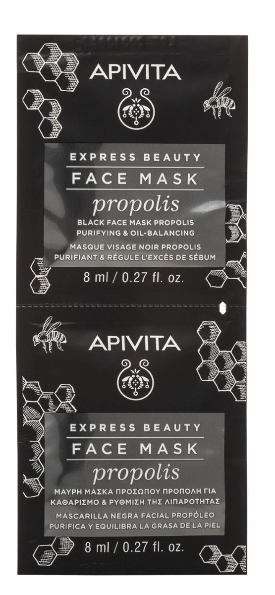 Apivita Apivita Express Beauty Propolis - oczyszczająco-regulująca czarna maseczka do twarzy 2x8ml