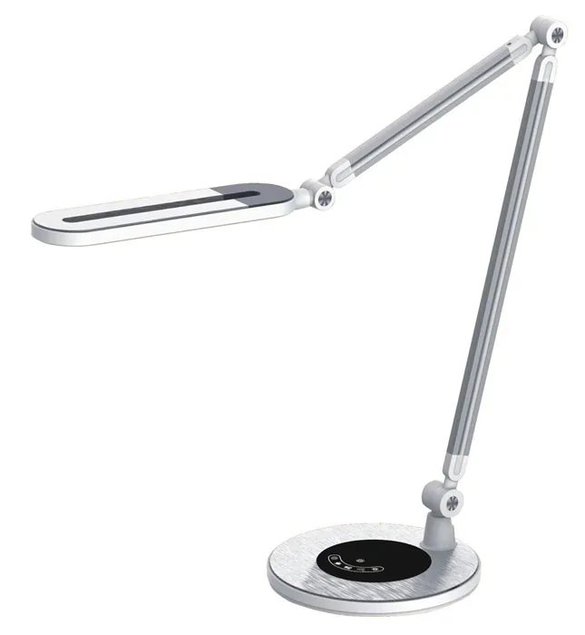 Srebrna lampka na biurko LED z panelem - S254-Hippo