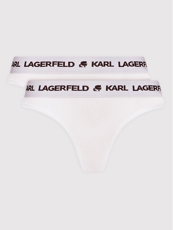 KARL LAGERFELD Komplet 2 par stringów Logo Set 211W2126 Biały