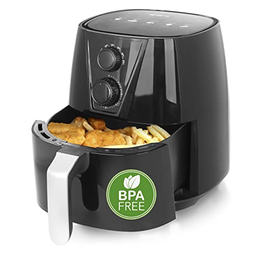 Emerio AF-126667 SmartFryer, AirFryer, frytkownica na gorące powietrze, bez dodatkowego oleju, XL, pojemność 3,8 l, Cool Touch, bez BPA, szybkie nagrzewanie, 1450 W, czarna