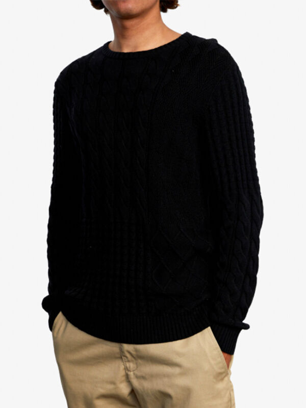 Swetry dla chłopców - RVCA DESMOND black męska marka sweter - M - grafika 1