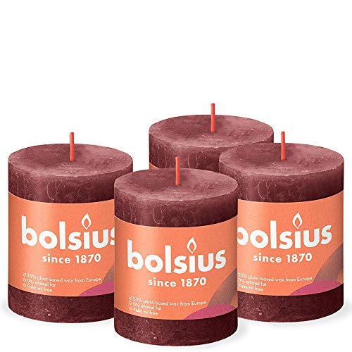 Bolsius Świece pieńkowe Shine, 6 szt., 80x68 mm, aksamitna czerwień Sfeerpunt