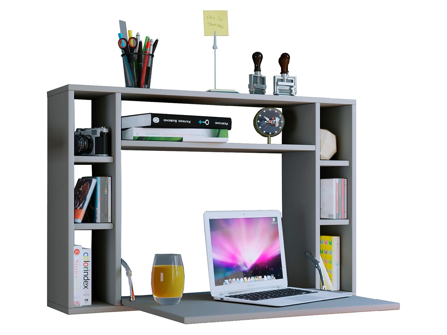 VCM VCM Półka wisząca z blatem pod laptop (Szary) 4051814384615