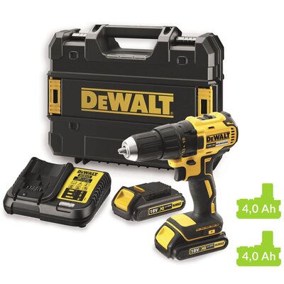 DeWalt 2-biegowa akumulatorowa wiertarko-wkrętarka 18V Li-Ion, 2 x 4,0 Ah, DCD777M2T-QW