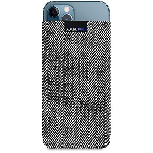 Adore June Etui biznesowe kompatybilne z iPhone 13 Pro Max/iPhone 12 Pro Max, etui na telefon komórkowy z charakterystycznego materiału w jodełkę – efekt czyszczenia wyświetlacza