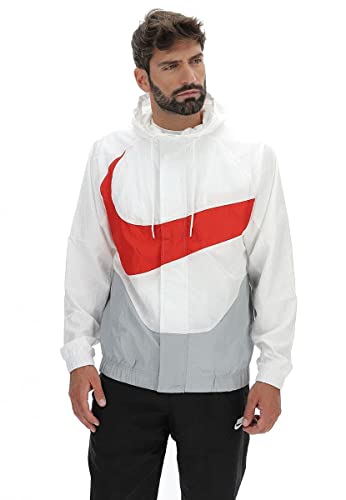 Nike Męska kurtka M NSW Swoosh WVN LND JKT, White/Lt Smoke Grey/University Red, S DD5967