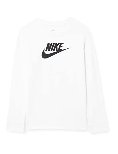 Nike Bluza chłopięca G NSW Ls Tee Basic Futura, biały/czarny, 7 Lata CZ1260