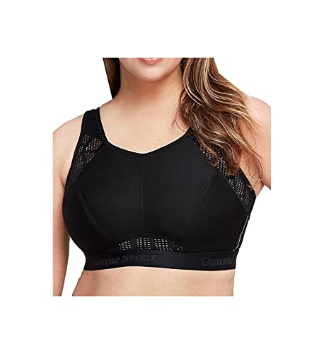 Glamorise Damski biustonosz sportowy bez potu bez fiszbin #1068 sportowy biustonosz Czarny 44C 1068BLK44C