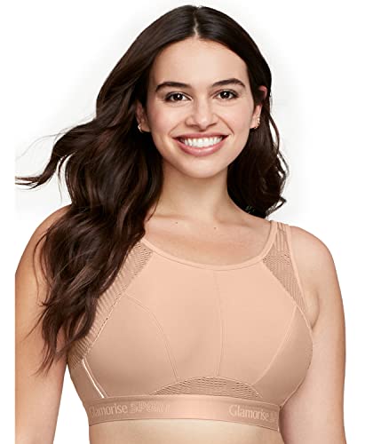 Glamorise Damski biustonosz sportowy bez potu bez fiszbin #1068 sportowy biustonosz Kawiarnia 42F