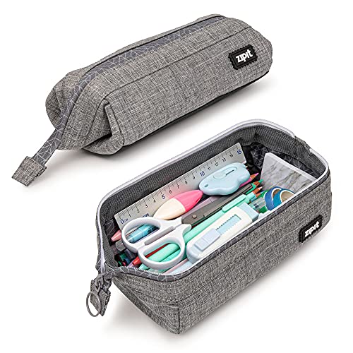 ZIPIT PC-L15 Lenny piórnik na długopisy dla dorosłych, organizer na długopisy, szeroki otwór z zamkiem błyskawicznym, piórnik na 55 długopisów, można prać w pralce (szary)