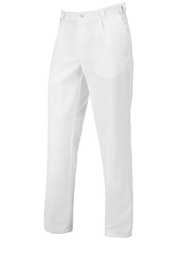 BP 1359-686-21-44l spodnie męskie, z fałdami i kieszeniami, 230,00 g/m² mieszanka materiału z stretchem, białe, 44 l