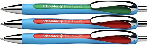 Schneider Slider Rave XB zestaw korekcyjny dla nauczycieli (zestaw 3 długopisów, 2 czerwony, 1 zielony, szerokość kreski XB)