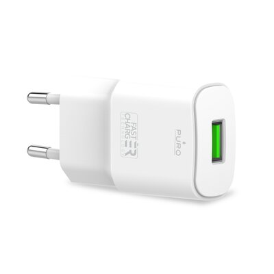 PURO PURO White Mini Travel Fast Charger Ładowarka sieciowa USB-A 12W 2.4 A (biały) PWFCMTCUSB12WWHI