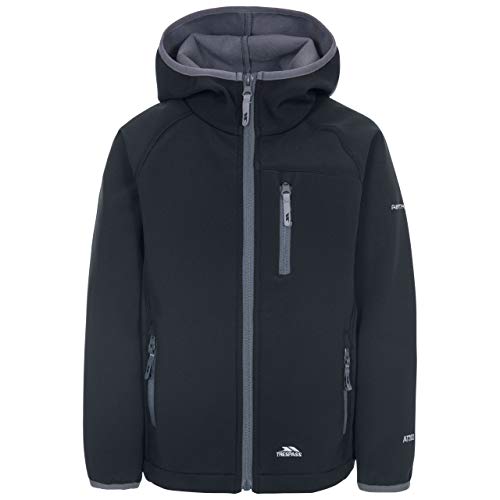 Trespass Unisex dziecięca kurtka typu softshell z kapturem Czarny 7/8