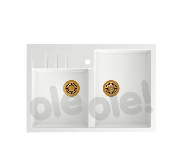 QUADRON Zlew BILL 120 snow white + syfon MIEDŹ HCQB9062U1_PVDC1