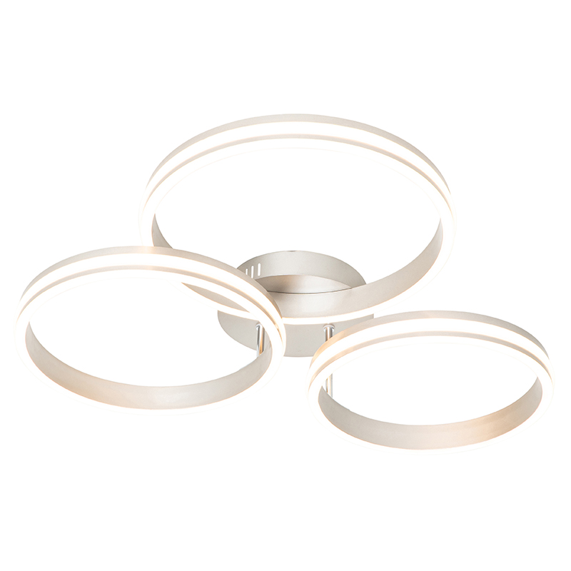 QAZQA Lampa sufitowa stalowa w tym LED 3-stopniowa ściemnialna 3-punktowa - Navara