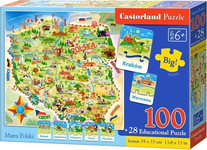 Castorland Castorland Mapa Polski 100ele i quiz Puzzle CA0010