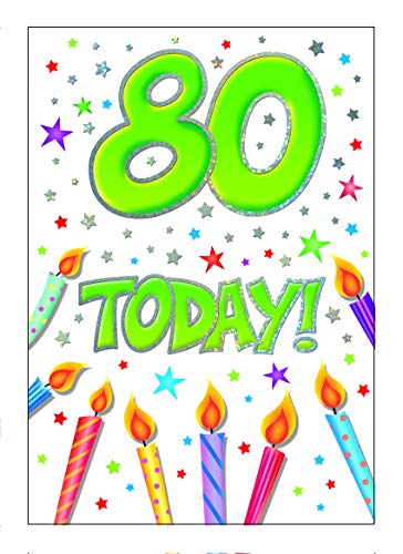 Piccadilly Greetings Nowoczesna kartka urodzinowa z motywem kamienia milowego wiek 80 m - 18 x 12 cm - pozdrowienia Piccadilly A35065